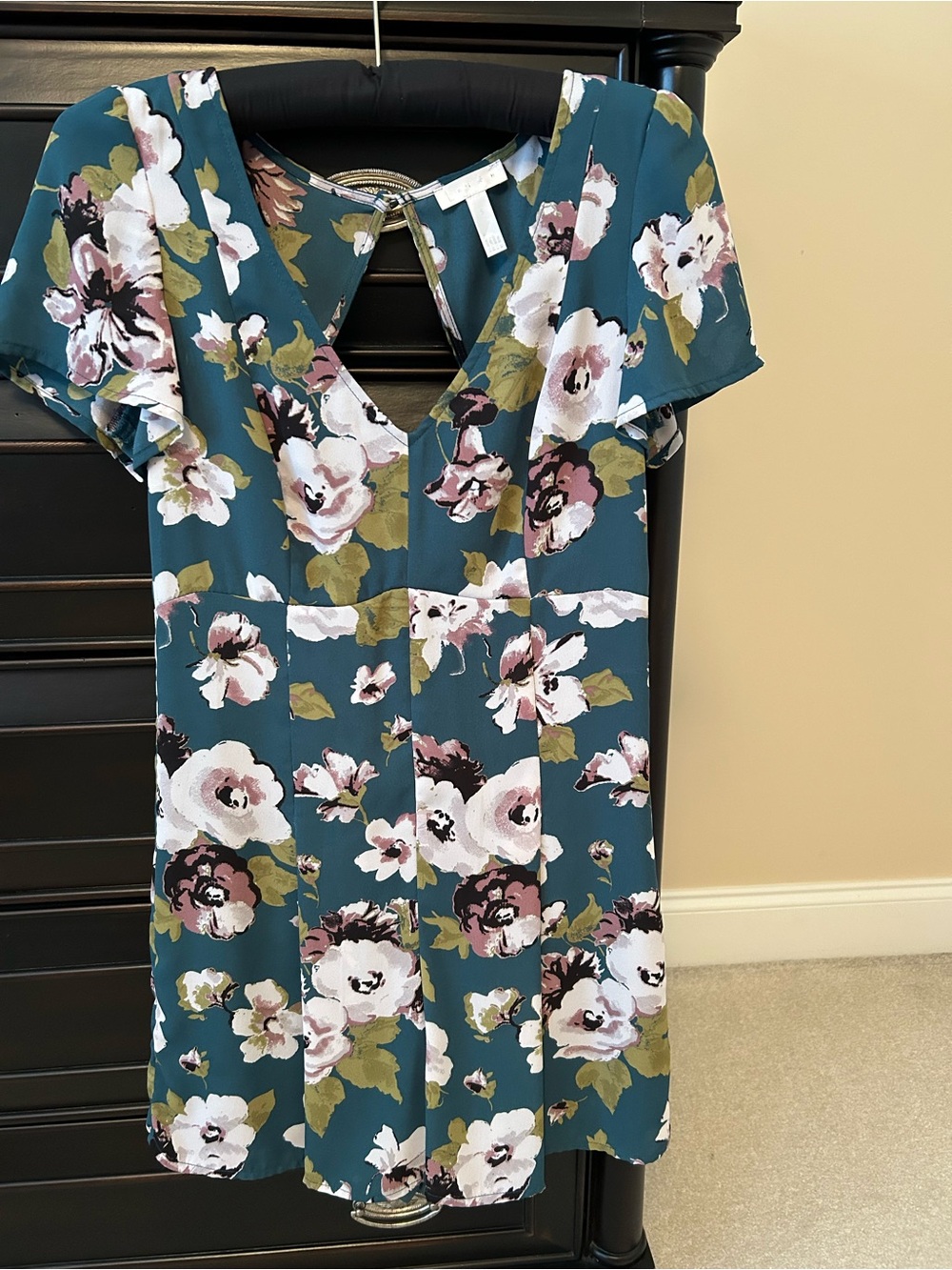 Leith Teal Floral V-Neck Shorts romper